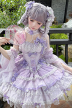 Purple Prelude of Spring Cherry Sweet Lolita JSK Dress - image 6