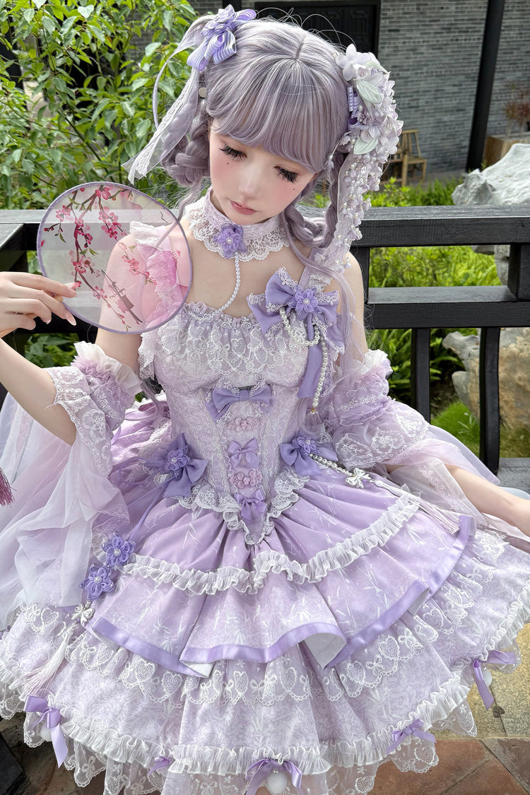 Purple Prelude of Spring Cherry Sweet Lolita JSK Dress - image 6