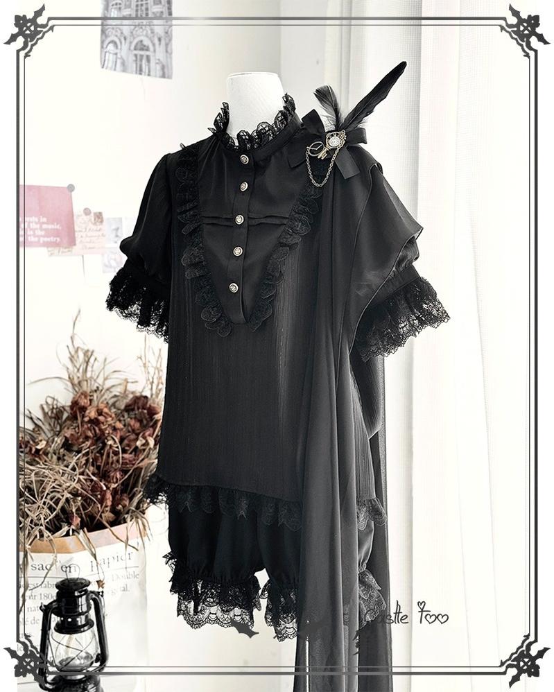 Black Moonlight - Ouji Lolita Chiffon Shirt Outfit Collection - image 15