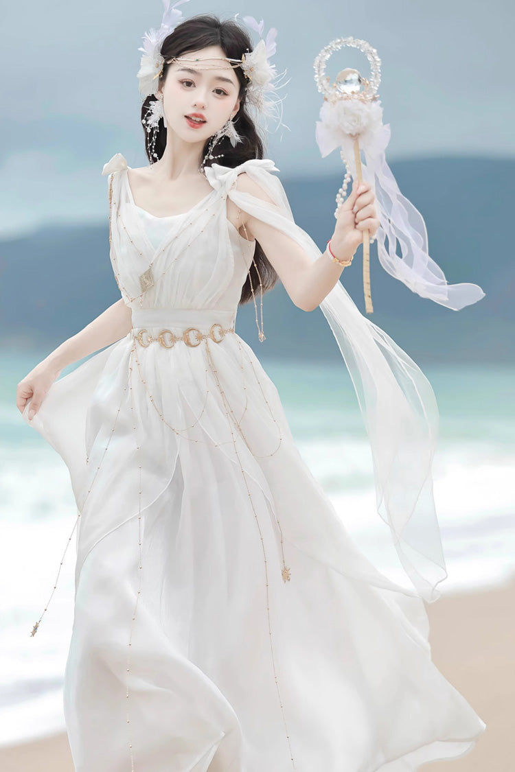 Messenger of God Greek-Inspired Elegant Lolita Long JSK Dress in White - image 4