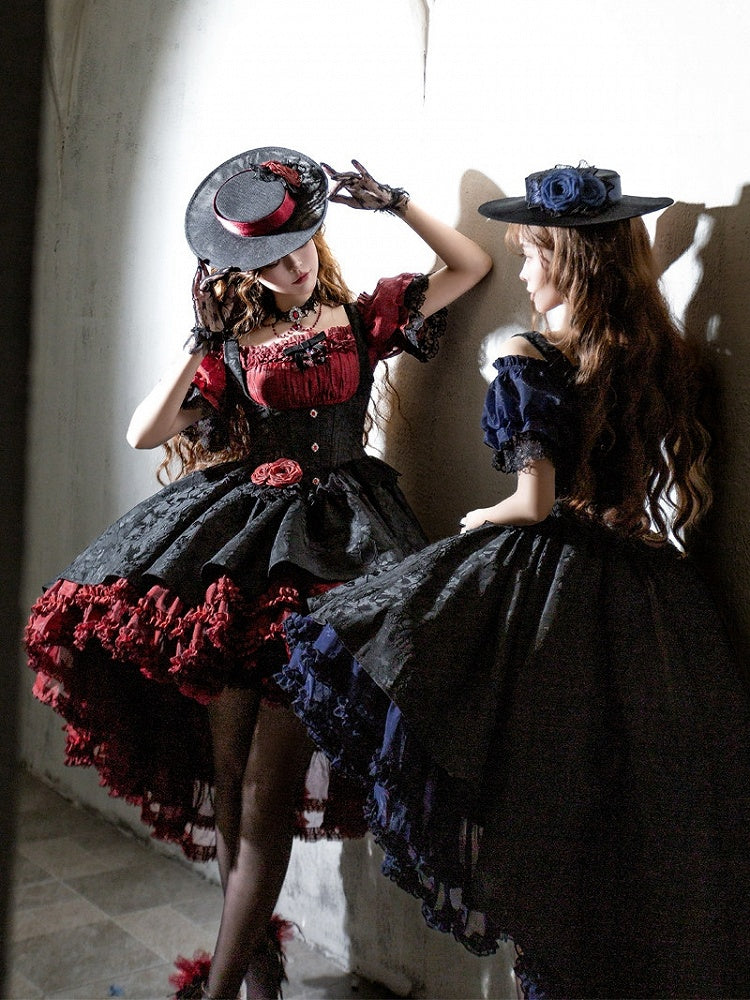 Red Black Gothic Underbust JSK and Off Shoulder Blouse Set - image 9