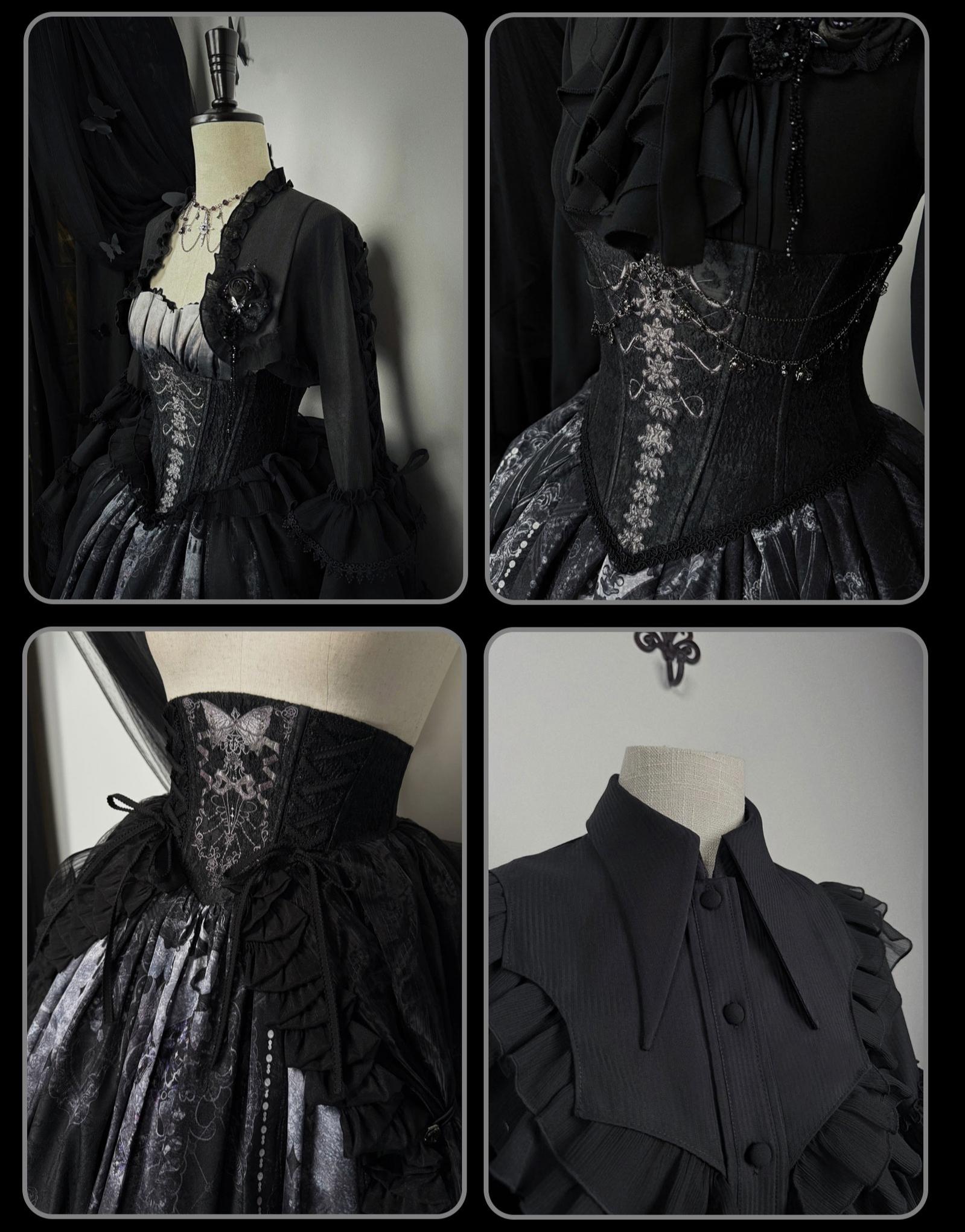Bone-Eroded Butterfly - Gothic Lolita JSK & SK Set - image 39
