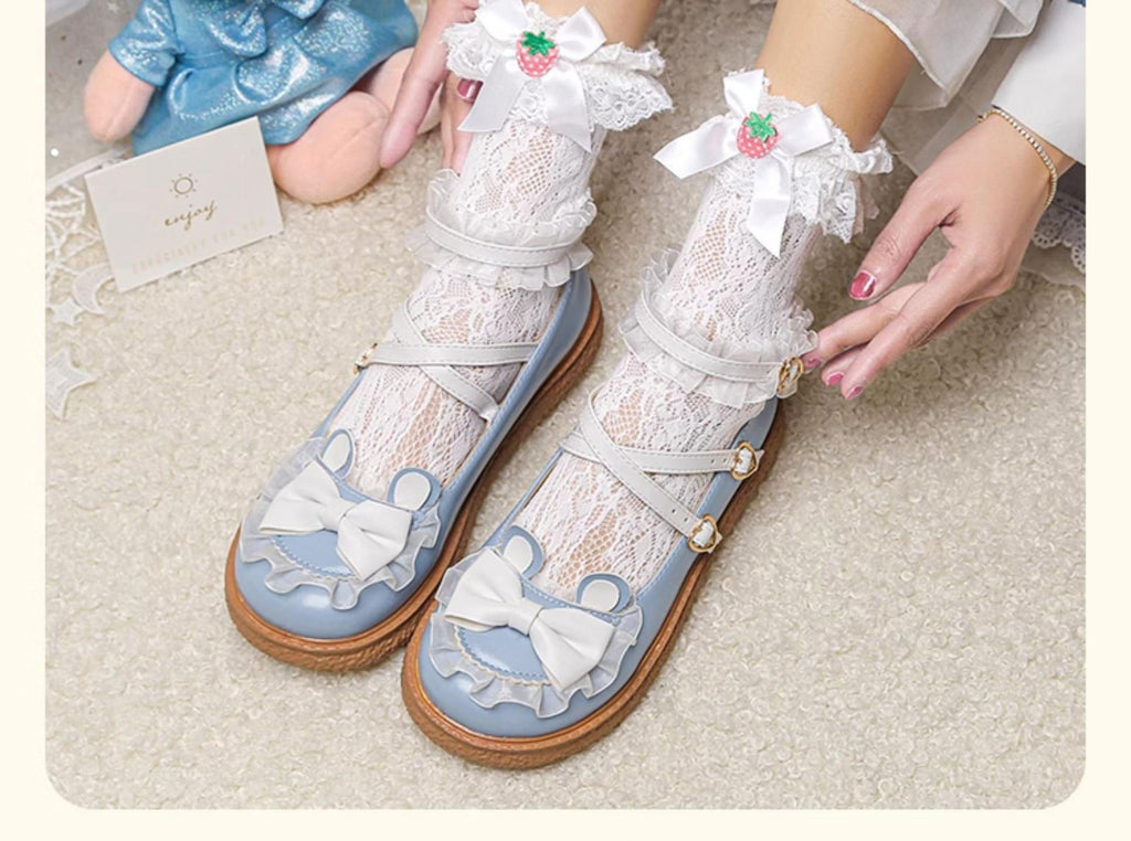 Sweet Bunny - Sweet Lolita Flat Shoes with Ear and Bow Decorations - image 4