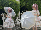 Lyre Academy - Classic Lolita 2-Fold Parasol, Lyre Print and Embroidered Trim - image 25