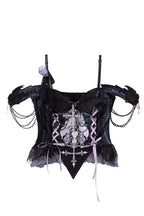 Skull Magic Gothic Lolita Top and Skirt Set in Black and Blue - image 5