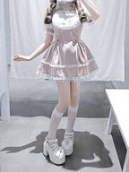 Shirohato Pink and White Ryousangata Dress Choker and Shorts Set - image 2