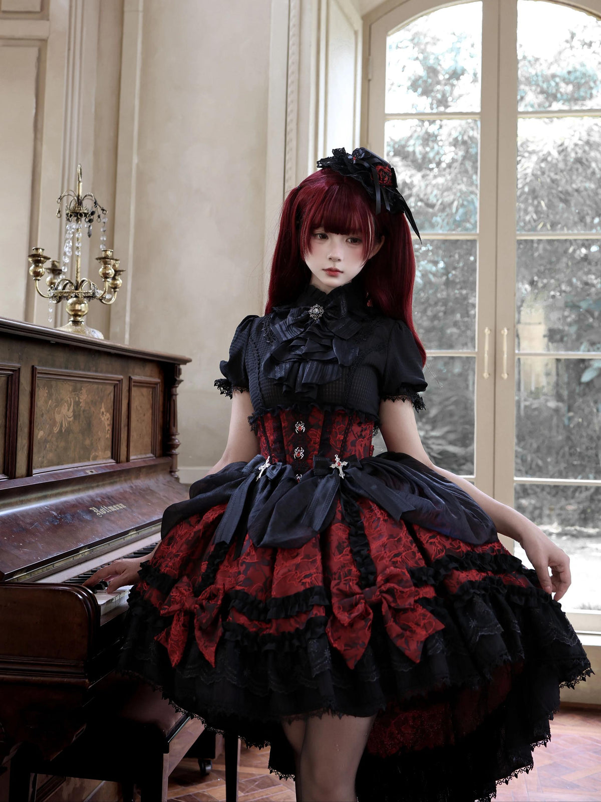 Spider Cross Knot Gothic Lolita Skirt and Blouse Set - image 11