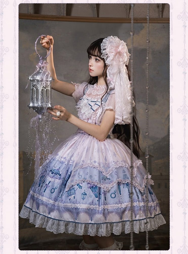 Kawaii Floral Bowknot JSK Dress with Overlay - image 6