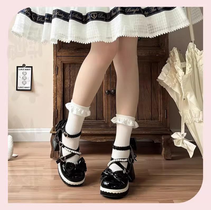 Crush Complex - Sweet Lolita Heel Shoes, Pearls & Bows - image 36