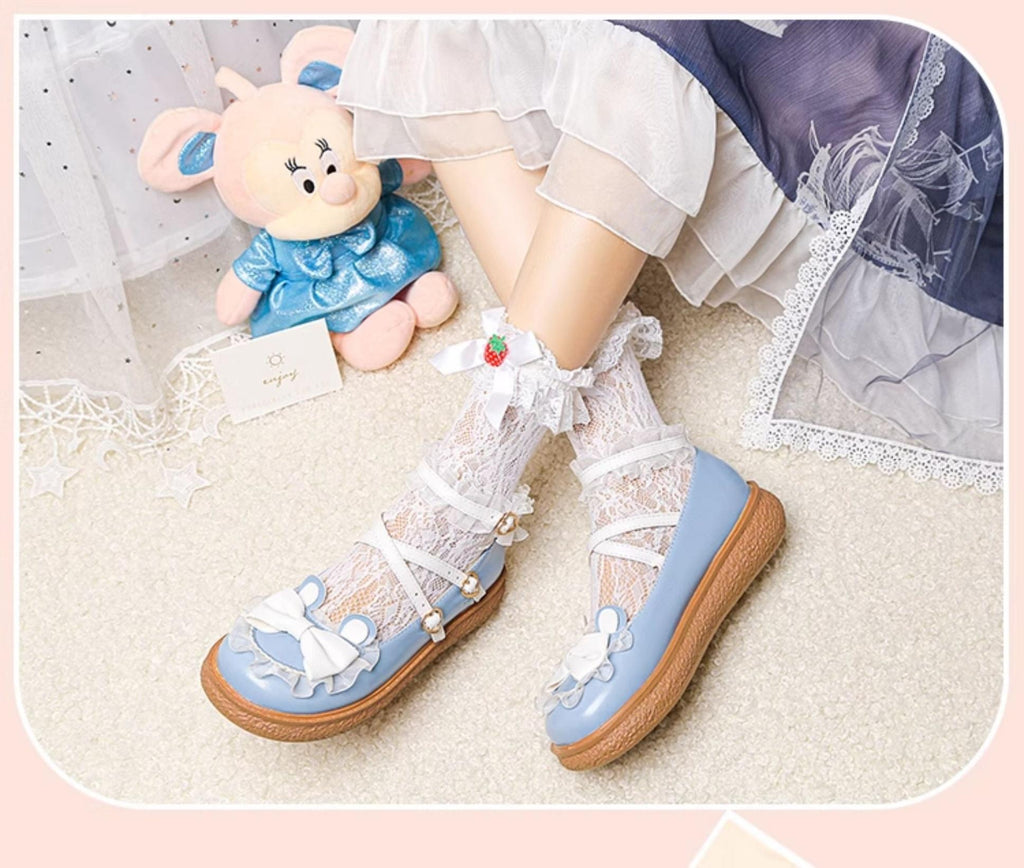 Sweet Bunny - Sweet Lolita Flat Shoes with Ear and Bow Decorations - image 11