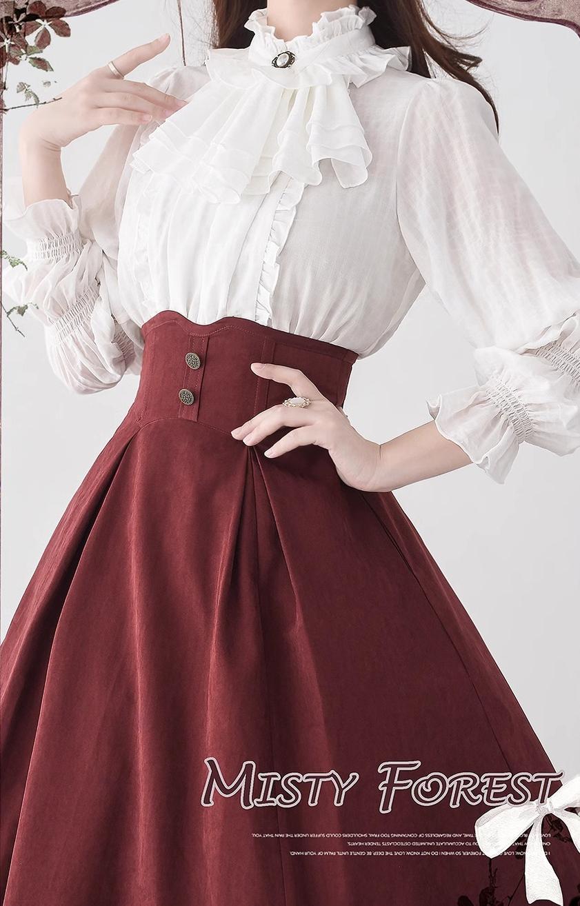 Misty Forest Elegant Vintage Lolita Fishbone Long Skirt and Vest - image 17