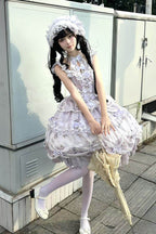 Halterneck Sweet Lolita JSK Dress with Head Bow and Train - image 4