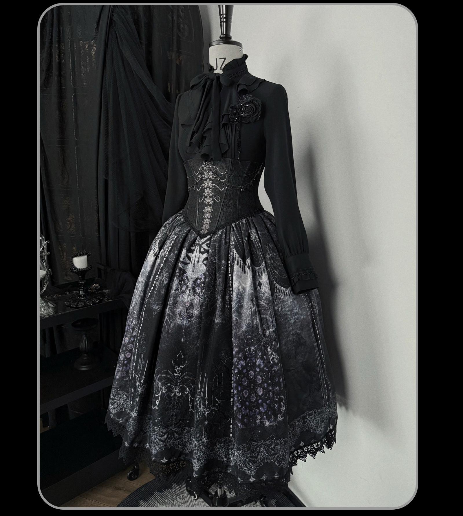 Bone-Eroded Butterfly - Gothic Lolita JSK & SK Set - image 4