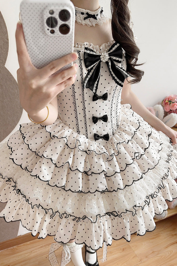Beige Polka-Dot Sweet Princess Lolita JSK Dress - image 6
