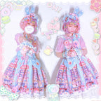 Sweetheart Doll Machine - Sweet Lolita Printed Salopette - image 30