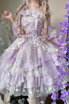 Spring Waters Reflecting Pear Blossoms - Ruffled Embroidered Open-Front Bow Lace Sweet Lolita JSK Dress - image 4