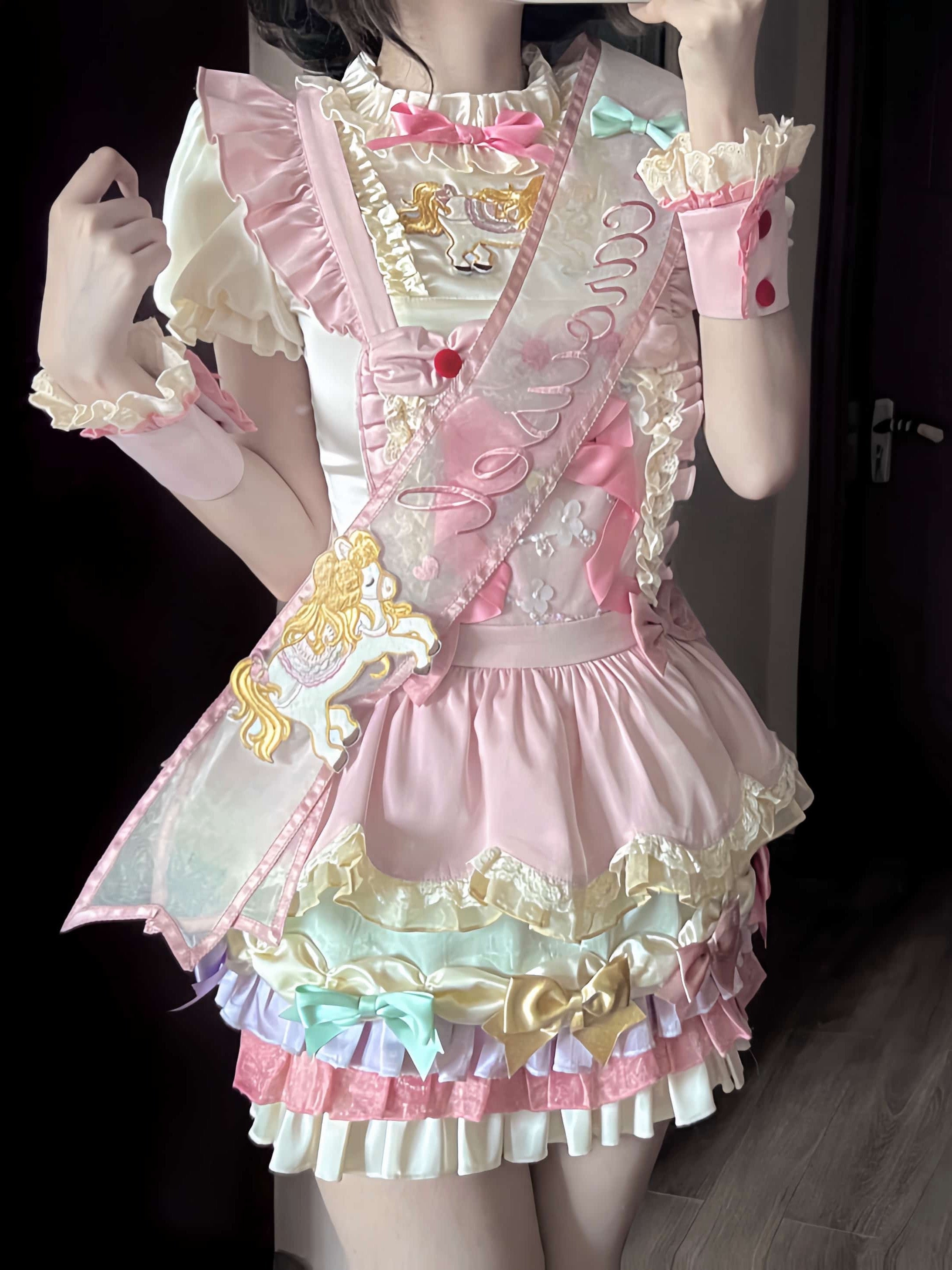 Dream Parade Pink Pony Embroidery Sweet Lolita OP and Skirt Set - image 3