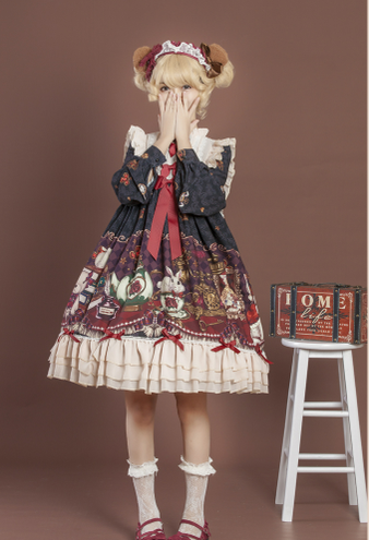 Crown Bear - Kawaii Daily Lolita Long OP Dress - image 15
