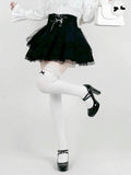 Jet Black High-Rise Skirt with Lace Hem - AMAHAKAWA - image 1