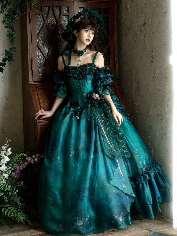 Green Forest Fairy Oil Painting Lolita Skirt - image 6