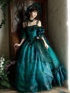 Green Forest Fairy Oil Painting Lolita Skirt - image 6