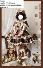 Choco Chestnut - Plaid Kawaii Lolita JSK Dress, Peter Pan Collar Cape - image 4