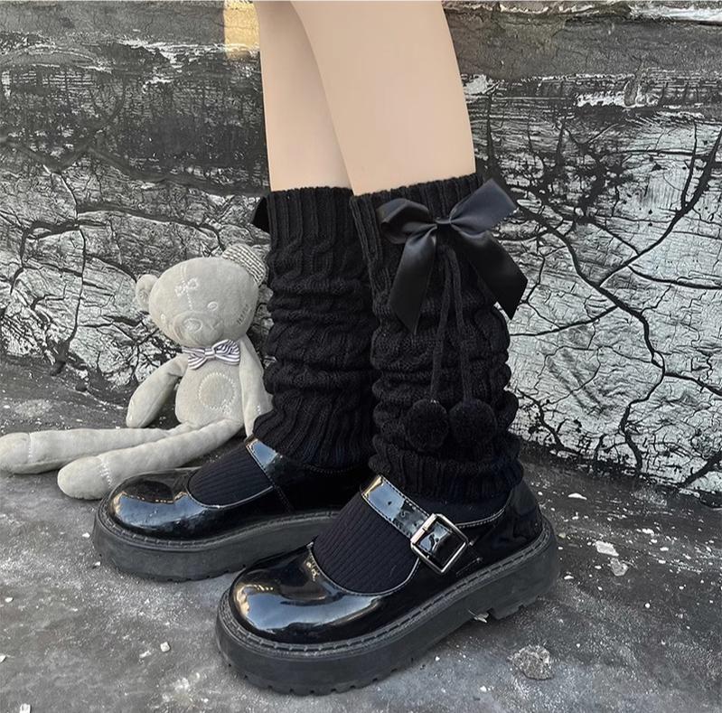 Cute Lolita Leg Warmers Winter Knitted JK Pile Socks - image 15