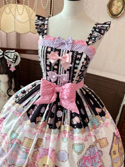 Charcoal Lace Bear-Print JSK with Bow Accents - Sweet Dream Shop - image 4