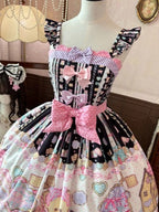 Charcoal Lace Bear-Print JSK with Bow Accents - Sweet Dream Shop - image 4