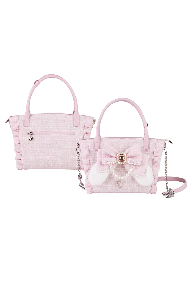 Sweet Ruffle Bowknot Pearl-Chain Lolita Handbag - image 3