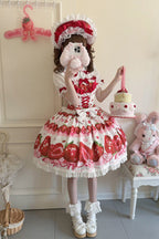 Sweet Berry Tale Strawberry Print Ruffle Bowknot Lace Sweet Lolita JSK Dress - image 15