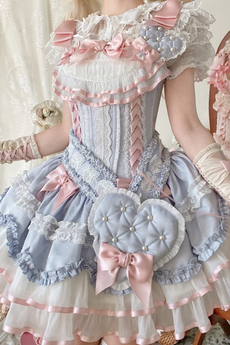 Triple-Layered Ruffled Bow Lace-Up Slim Ballet Sweet Lolita Dress - image 16