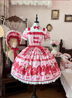 Strawberry Box - Sweet Lolita OP Dress, Strawberry Print - image 1