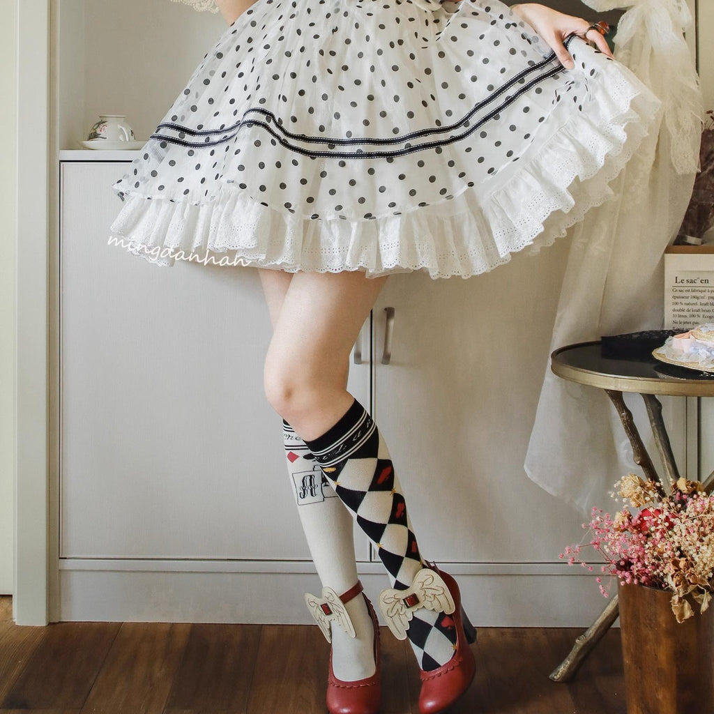 Daily Lolita Cotton Asymmetric Print Socks - image 10
