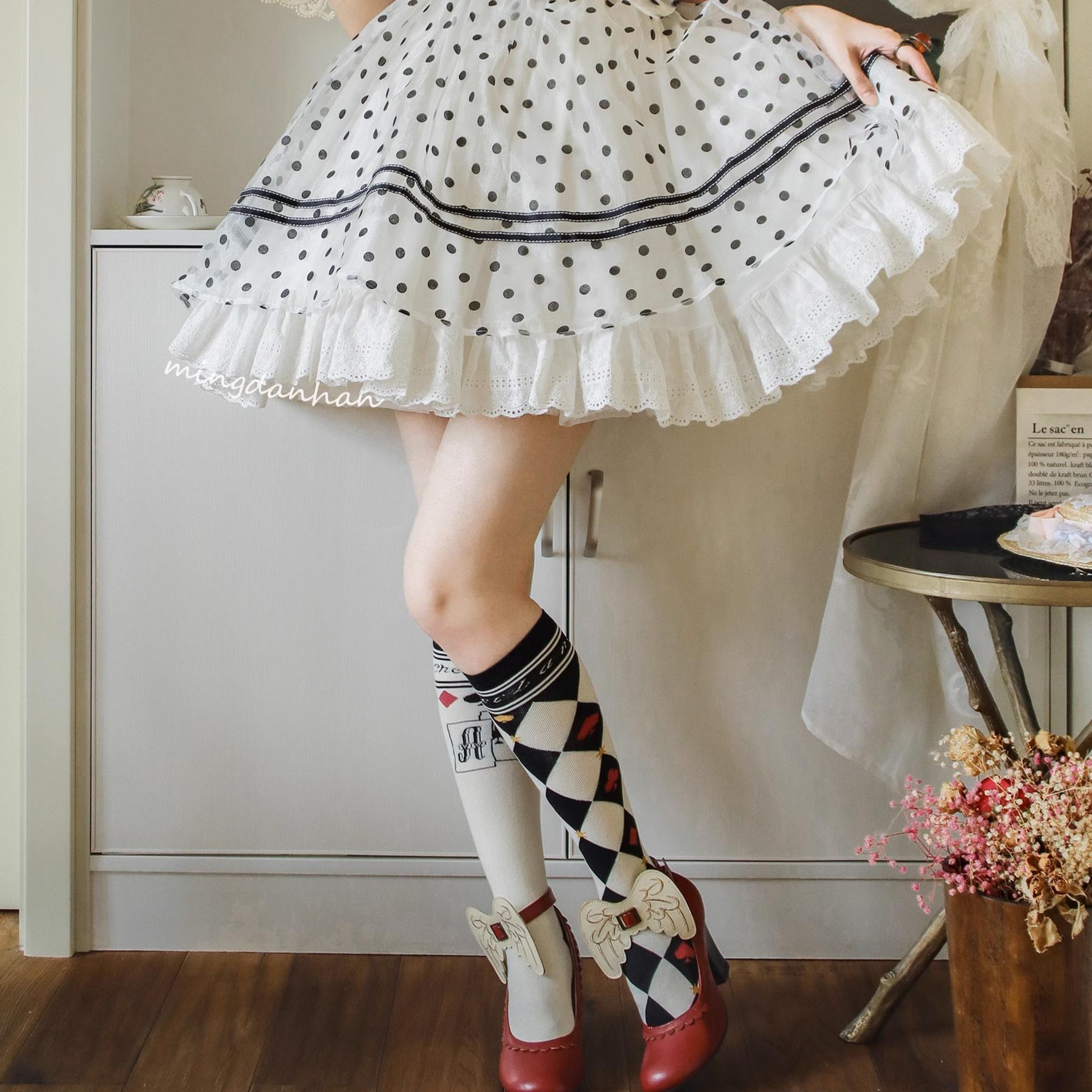 Daily Lolita Cotton Asymmetric Print Socks - image 10