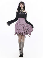 Purple Asymmetric Cami Dress with Ruffle and Bow - image 7