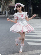 Pink Maid OP with Striped Lace Details - image 5