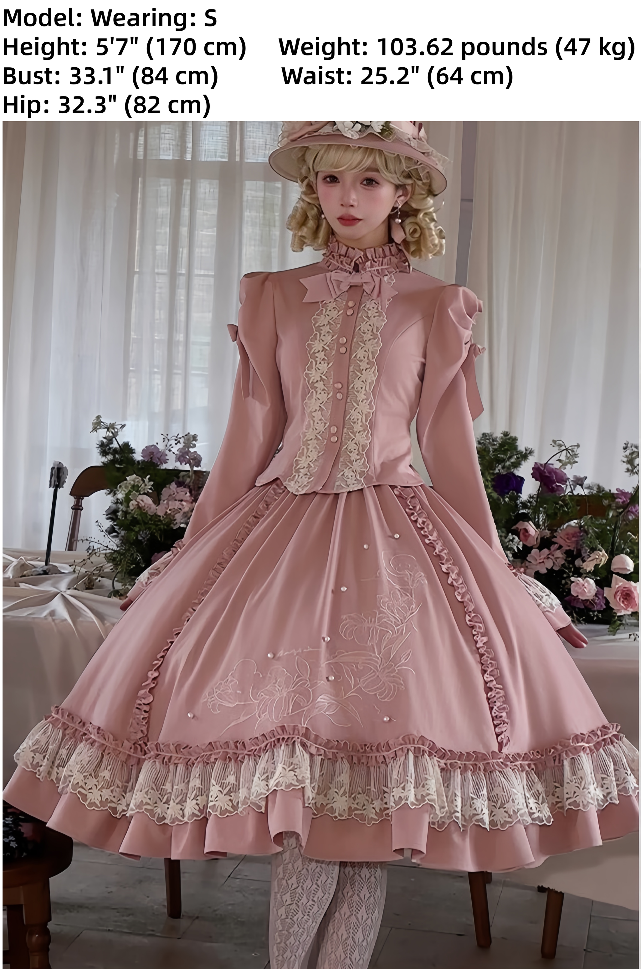 Embroidered Classic Lolita OP Dress, Lace Trim Shirt and Accessories - image 11