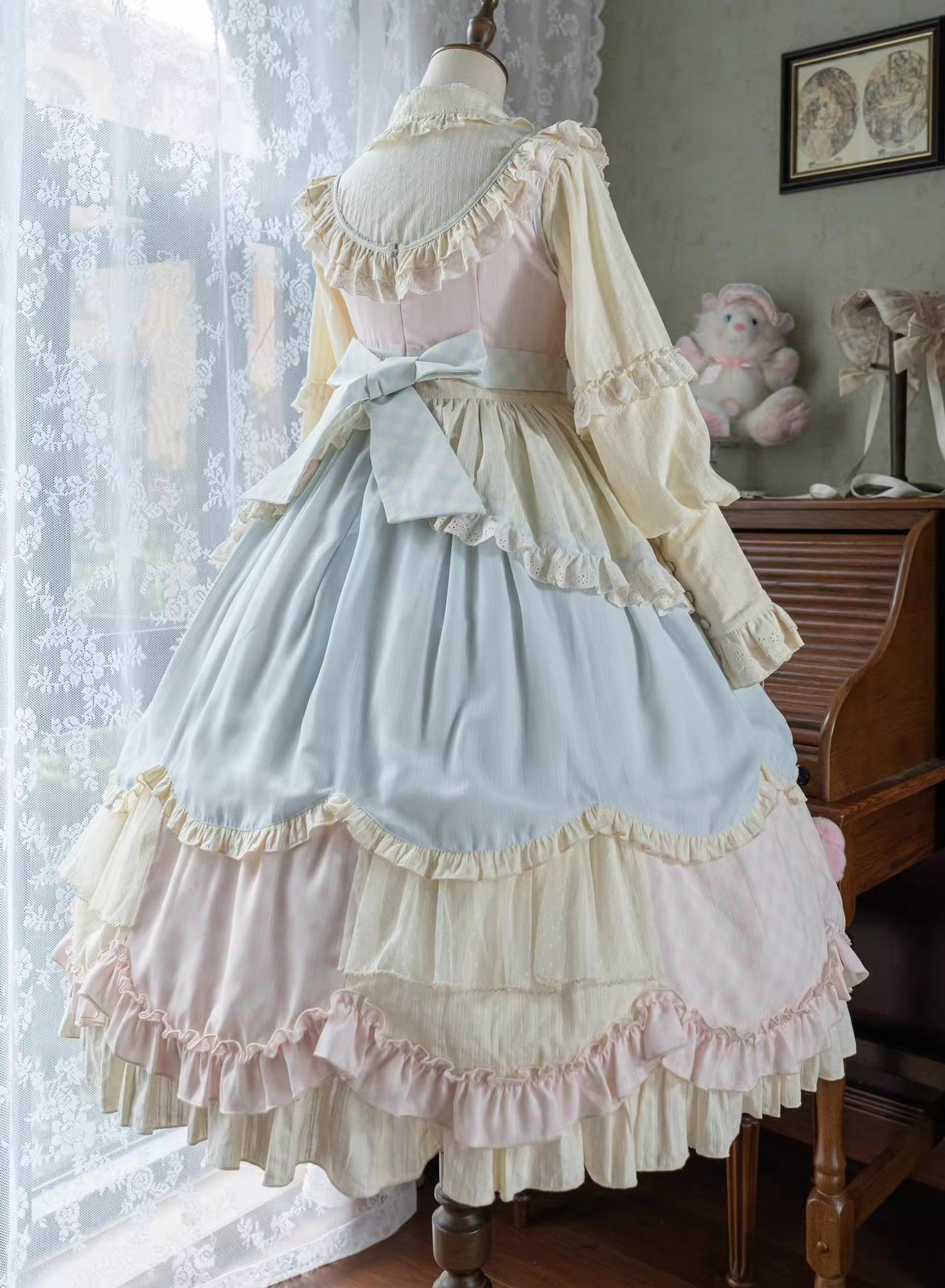 Dreamy Macaron - Sweet Lolita JSK Dress Solid Color Shirt - image 11
