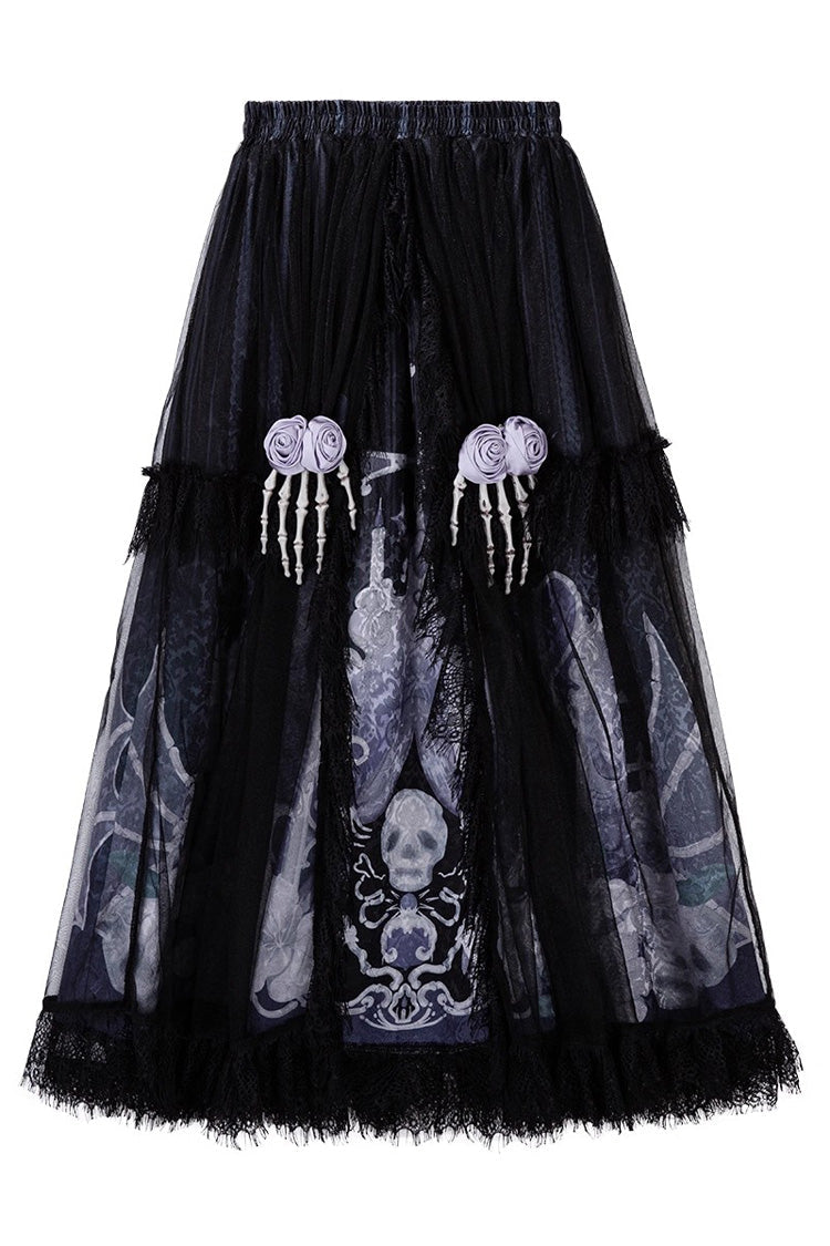 Skull Magic Gothic Lolita Top and Skirt Set in Black and Blue - image 4