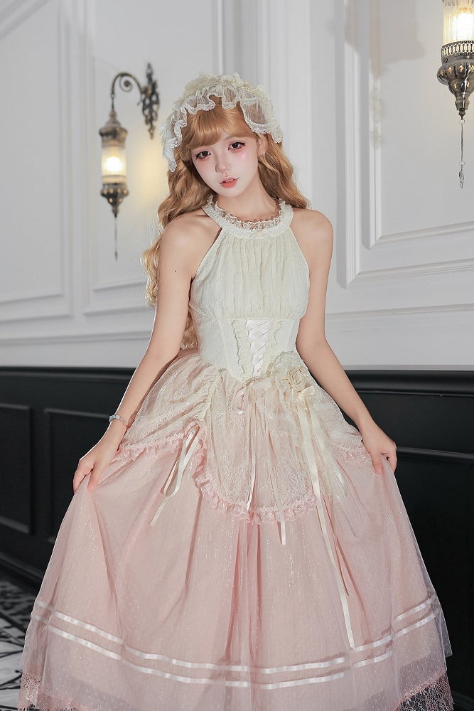 Pink Classic Gradient Lolita JSK Set with Cardigan and Hair Accessories - image 7