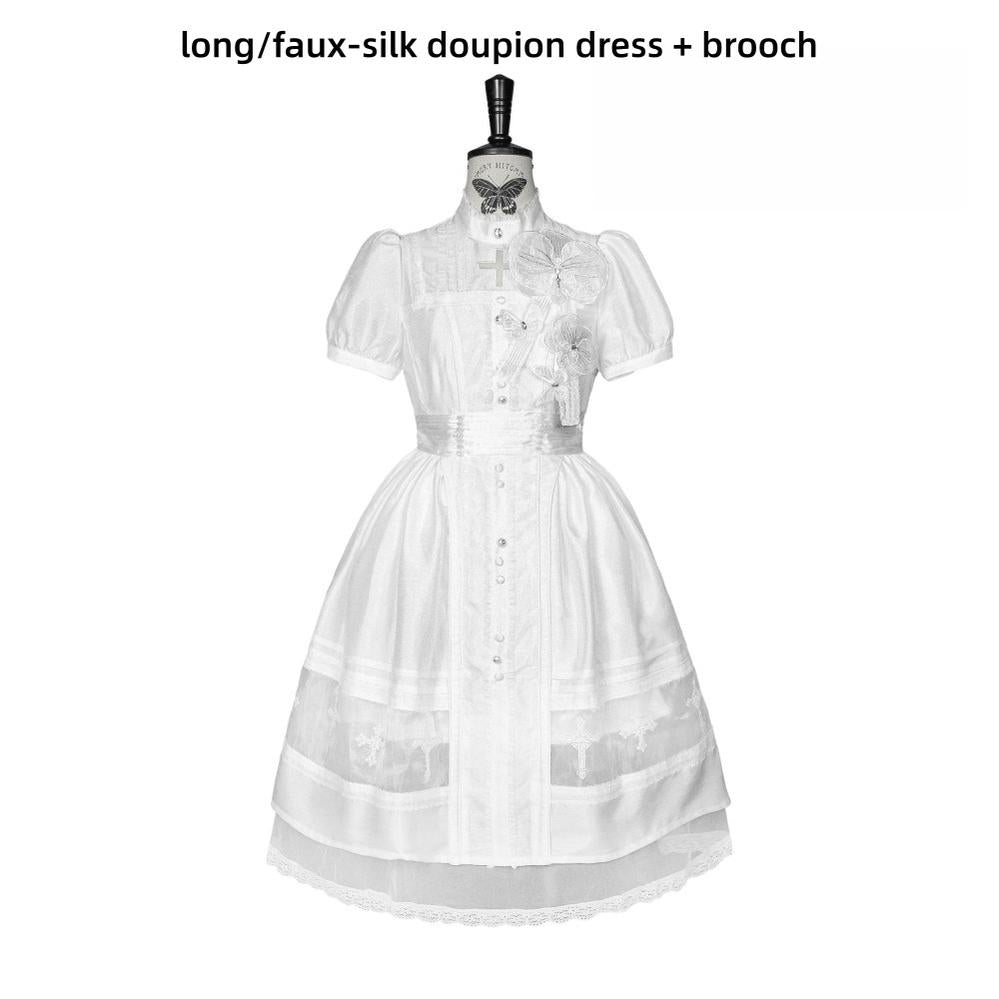 Ghost Orchid - Gothic Lolita OP Dress, Embroidered Cross - image 47