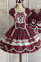 Gingham Petal Bunny - Short Sleeves Printed Ruffled Bow Sweet Lolita OP Dress - image 15