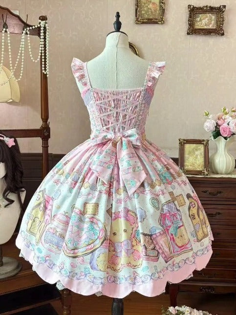 Blush Lace Bow JSK with Bear Motif and Sweet Details - Sweet Dream Shop - image 2