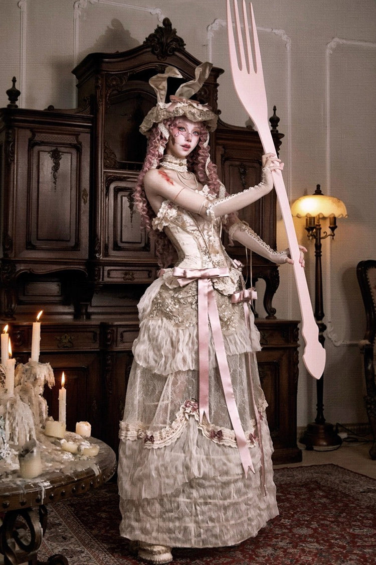 Cupid's Poetry Box Classic Elegant Lolita Long Skirt in Light Brown - image 8