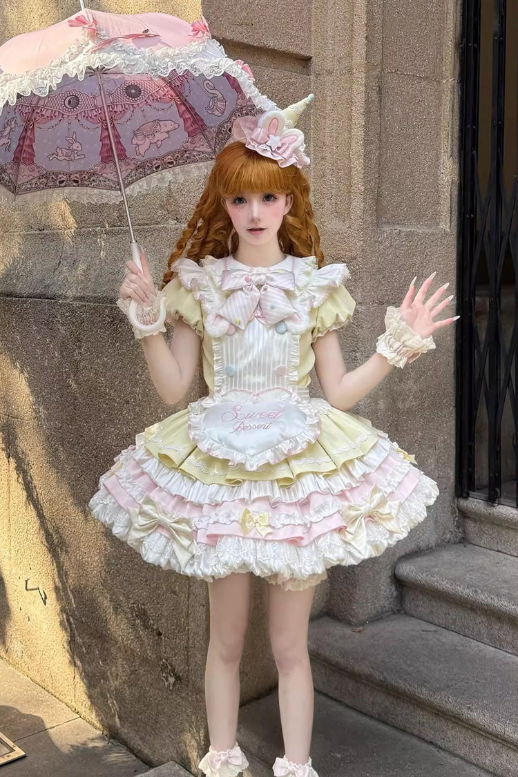 Sweet Bunny Chef Sweet Lolita OP Dress, Apron and Bow Set - image 4