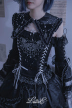 Metallic Angel Black Gothic Lolita Top and Ruffled Skirt Set - image 5