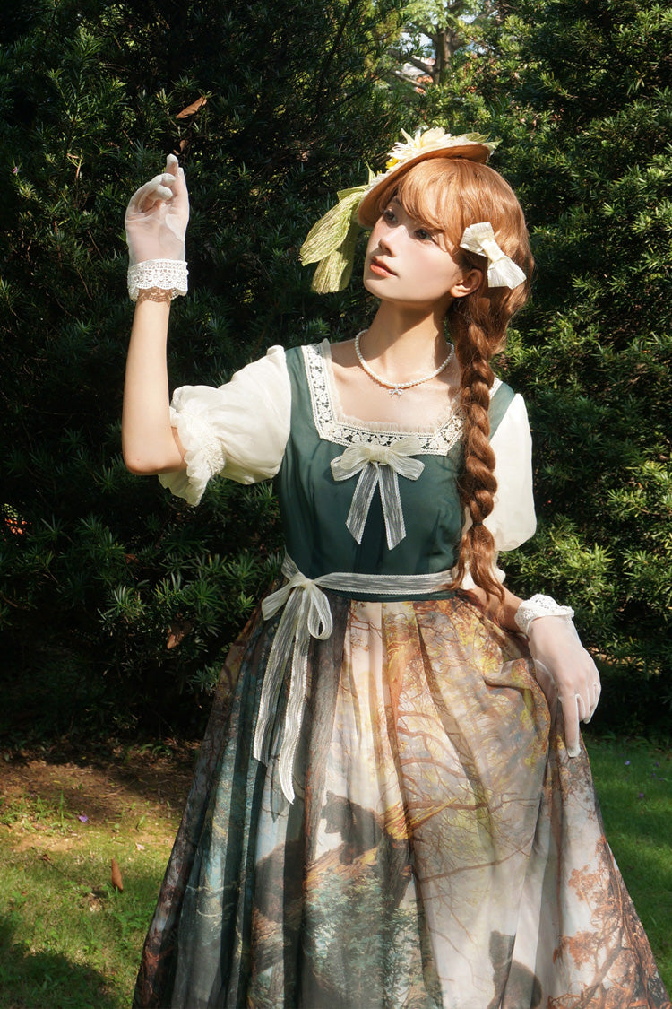 Morning in the Pine Forest - Sweet Lolita OP Dress in Dark Green - image 7