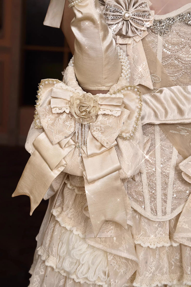Champagne Satin 3D Bow Sweet Lolita Handbag - image 2