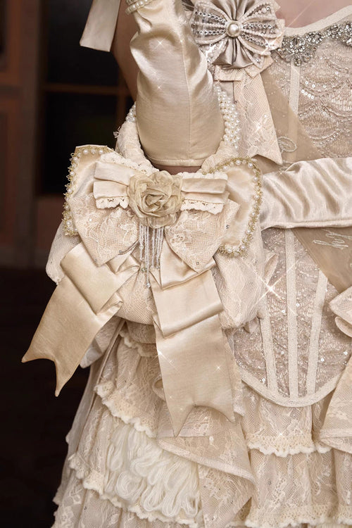 Champagne Satin 3D Bow Sweet Lolita Handbag - image 2